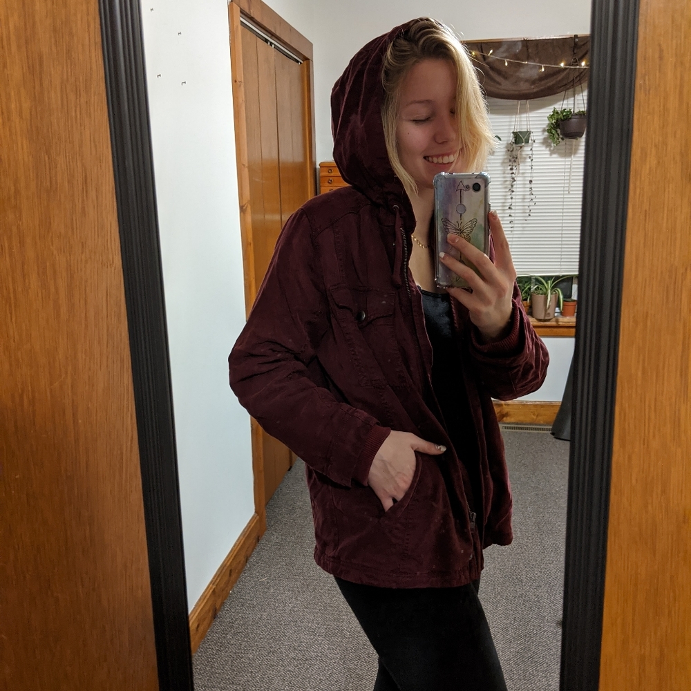 Plum hooded coat/jacket